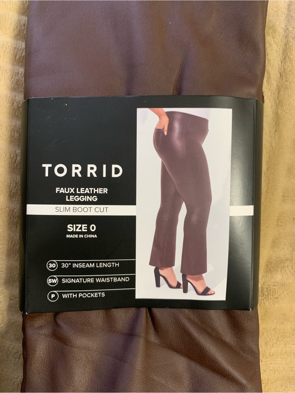 torrid Faux Leather Slim Boot Cut Leggings — Deep Brown